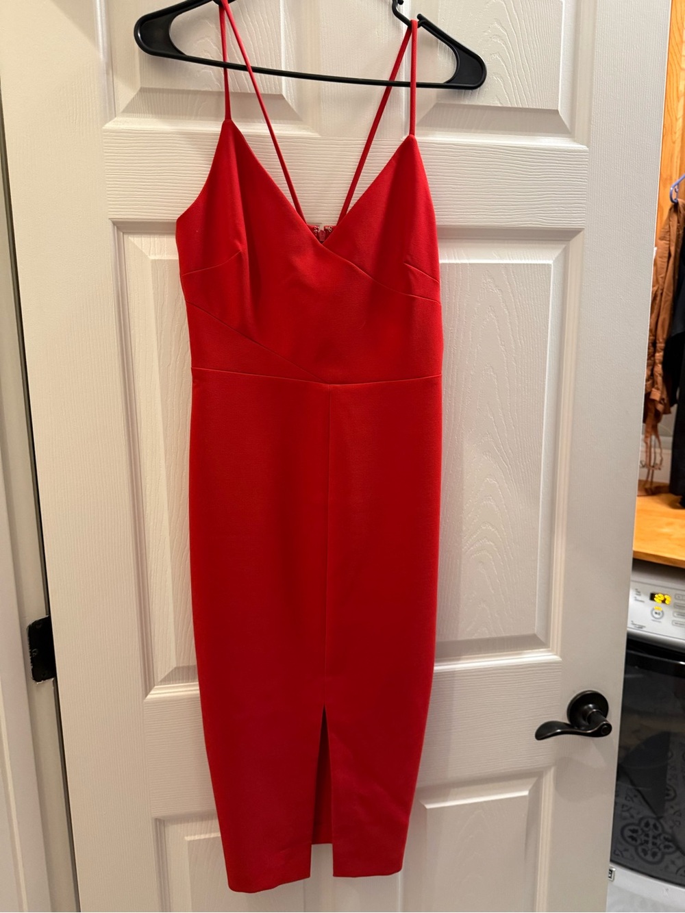 Red Spaghetti-Strap Midi Dress